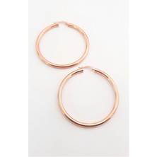 Besim Silver Büyük Halka Rosegold Gümüş Küpe