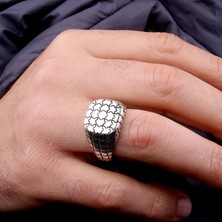 Argento Silver Desenli Modern Tasarım 925 Ayar Gümüş Erkek Yüzük