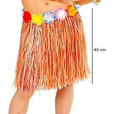 Zemira Yetişkin ve Çuk Uyumlu Tcu Renk Püsküllü Hawaii Luau Hula Etek 40 cm