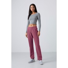 Tommy Life Soft Vişne Yüksek Bel Cepli Rahat Form Klasik Paça Kadın Eşofman Alt - 94584