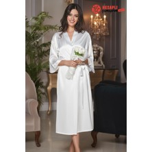 Gd Goldoremi 6524 Kadın Gelin Çeyiz Uzun Bol Kol Bride Saten Gecelik