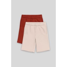 Tommy Life Standart Fit Basic 2li Paket Bej-Kiremit Erkek Çocuk Şort - 11293