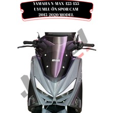 Jiekai Yamaha N-Max 125-155 Uyumlu Ön Spor Cam 2015-2020 Model Füme (Genişlik: 41 cm Yükseklik: 44 cm Kalınlık: 4 mm