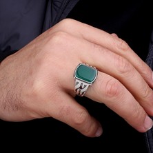 Argento Silver Yeşil Akik Taşlı 925 Ayar Gümüş Yüzük