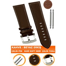  18mm-20mm-22mm-24mm-26mm saatlerle uyumlu soft deri saat kordonu kayışı al11-kahve-beyaz