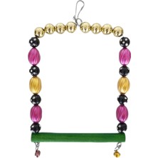 Zemira Boncuklu ve Tünekli Kare Kuş Salıncağı 10 Cm-13 cm Renkli