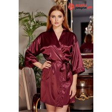 Gd Goldoremi 6524 Kadın Gelin Çeyiz Uzun Bol Kol Bride Saten Gecelik