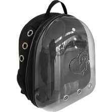 Zemira Kalpli Patili Astronot Şeffaf Taşıma Sırt Çantası Siyah 24X32X42 cm