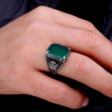 Argento Silver Yeşil Akik Taşlı 925 Ayar Gümüş Yüzük