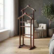 Hestia Gundays Home İki Tepeli Dilsiz Uşak Koyu Kahverengi Masif Gürgen El Yapımı Askılık