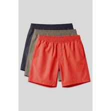 TOMMY LIFE Standart Fit Basic 3lü Paket Camel-Antrasit -Oranj Erkek Deniz Şortu - 81237