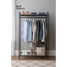 Metal Elbise Askılığı & Ayakkabılık – Taşınabilir Giyim Organizeri-Raflı