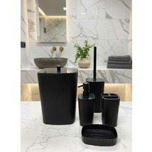 Okyanus Home Yapışkanlı Safir Siyah 5'li Banyo Seti