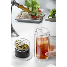 Comprox Çift Katlı Cam Bitki Çayı Ihlamur Demliği Filtre Kahvedemliği Bitkiçayı Bardak Çay French Press