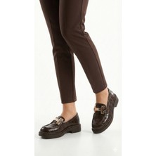 Noliva Kadın Siyah Cilt Tokalı Loafer Günlük Makosen Ofis Ayakkabısı