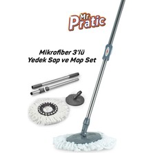 Normadia 3’lü Döner Temizlik Seti, Yedek Sap ve Mikrofiber Paspas ile Komple Temizlik
