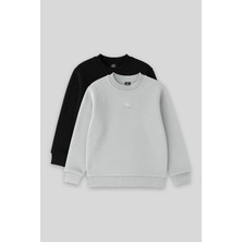 Tommy Life Standart Fit 2li Paket Siyah-Taş Erkek Çocuk Sweatshirt - 11232