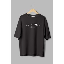 Overoz Camaro Klasik Araba Baskılı Yarı Oversize Siyah T-Shirt 1092