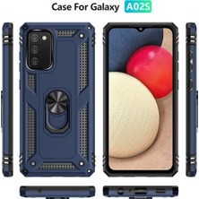 Kazan Hobi Newface Samsung Galaxy A02S Kılıf Sofya Yüzüklü Silikon Kapak - Lacivert