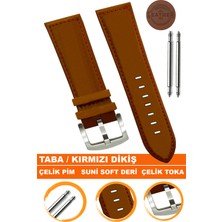  18mm-20mm-22mm-24mm-26mm saatlerle uyumlu soft deri saat kordonu kayışı al11-taba-kırmızı