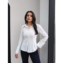 Esra Helvacı Belden Oturmalı Kol Manşetli Gömlek