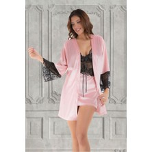 Zemira Pudra Kadife Sabahlık &amp; Gecelik Takım 2' Li