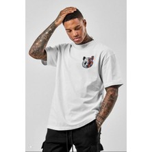 Indispensablely Erkek Baskili Oversi̇ze T-Shi̇rt - Beyaz