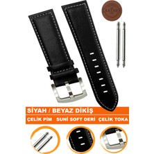  18mm-20mm-22mm-24mm-26mm saatlerle uyumlu soft deri saat kordonu kayışı al11-sıyah-beyaz