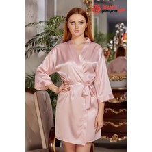 Gd Goldoremi 6524 Kadın Gelin Çeyiz Uzun Bol Kol Bride Saten Gecelik