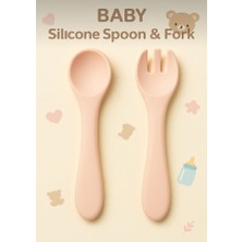 Yeterx Yumuşak Silikon Bebek Kaşık ve Çatal Seti – Esnek, Güvenli ve Bpa’sız Mama Seti (Pudra Pembe, 2’li)