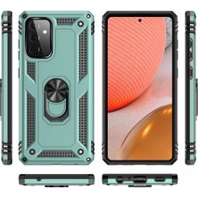 Kazan Hobi Newface Samsung Galaxy A72 Kılıf Sofya Yüzüklü Silikon Kapak - Yeşil