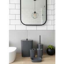 Okyanus Home Yapışkanlı  Safir Antrasit  5'li Banyo Seti