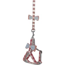 Zemira Köpek Göğüs Tasma Seti Ekose Desenli Papyonlu 1.5 Cm*35-48 cm Kırmızı