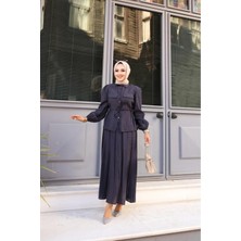 Tesettür Diyarı Kadın Beli Bağlamalı Tesettür Etek Takım Antrasit