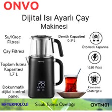 Onvo  Dijital  Isı Ayarlı Çay Makinesi + Çaykur Organik Hemşin 400 gr Çay Hediye