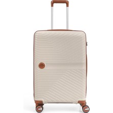 Piel Lino Pıel Lıno Orta Boy Polipropilen Valiz PL015239-M Beyaz-Camel