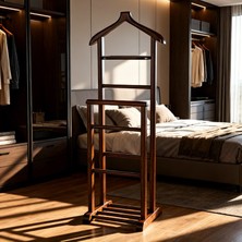 Hestia Gundays Home İkili Dilsiz Uşak Koyu Kahverengi Masif Gürgen El Yapımı Askılık