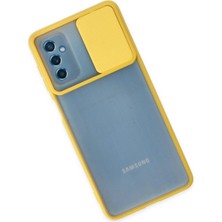 Kazan Hobi Newface Samsung Galaxy M52 5g Kılıf Palm Buzlu Kamera Sürgülü Silikon - Sarı
