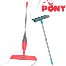 Normadia Çift Li Sprey Mop, Teleskopik Saplı Cam ve Paspas Temizlik Seti