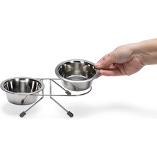 Storozde Beeztees Köpek Ikili Mama Su Kabı, Paslanmaz Çelik, 11CM, 2X180ML