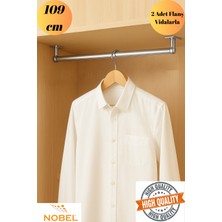 mobilyap Nobel - Dolap Içi (109 Cm) Yuvarlak Krom Askı Borusu( Askı Borusu + Flanş + Vida) - Premium Kalite