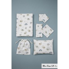 More Home %100 Pamuk Çok Amaçlı Müslin Bebek Müslin Set 7 Parça Bulut-Filli