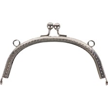 Ritzz Oval Delikli Vintage Metal Çanta Bursu 16.5 cm Gümüş