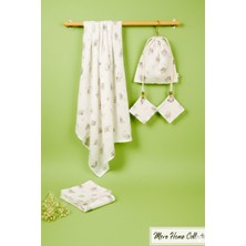 More Home %100 Pamuk Çok Amaçlı Müslin Bebek Müslin Set 6 Parça Bulut Filli