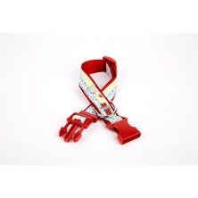 Zemira Pati Desenli Dokuma Köpek Boyun Tasması 3 cm x 36-60 cm Kırmızı
