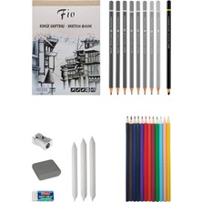 Acuto Fio A4 Eskiz Defteri 90G Eskiz Seti Dereceli Kalem Seti Kuruboya Seti Karakalem Çizim Seti