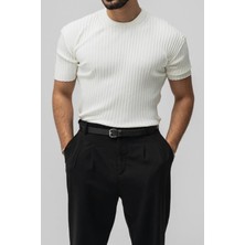 Tarz Cool Erkek Siyah Likralı Loose Fit T-Shirt