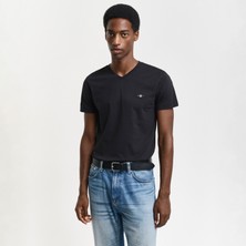 Gant Erkek Siyah Slim Fit V Yaka T-Shirt