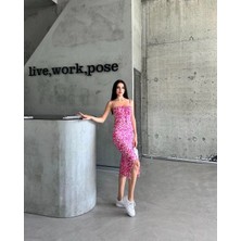 Zemira Kaşkorse Desenli Askılı Elbise