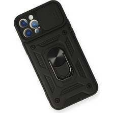 Kazan Hobi Newface iPhone 12 Pro Kılıf Pars Lens Yüzüklü Silikon - Siyah